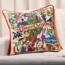 Load image into Gallery viewer, 12 Days of Christmas Hand-Embroidered Pillow Pillow catstudio