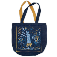 Load image into Gallery viewer, Lady Liberty Denim Tote Bag