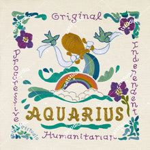 Load image into Gallery viewer, Aquarius Astrology Fine Art Print - 8x8 Art Print catstudio