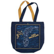 Load image into Gallery viewer, Lake Michigan Denim Tote Bag Denim Tote Bag catstudio