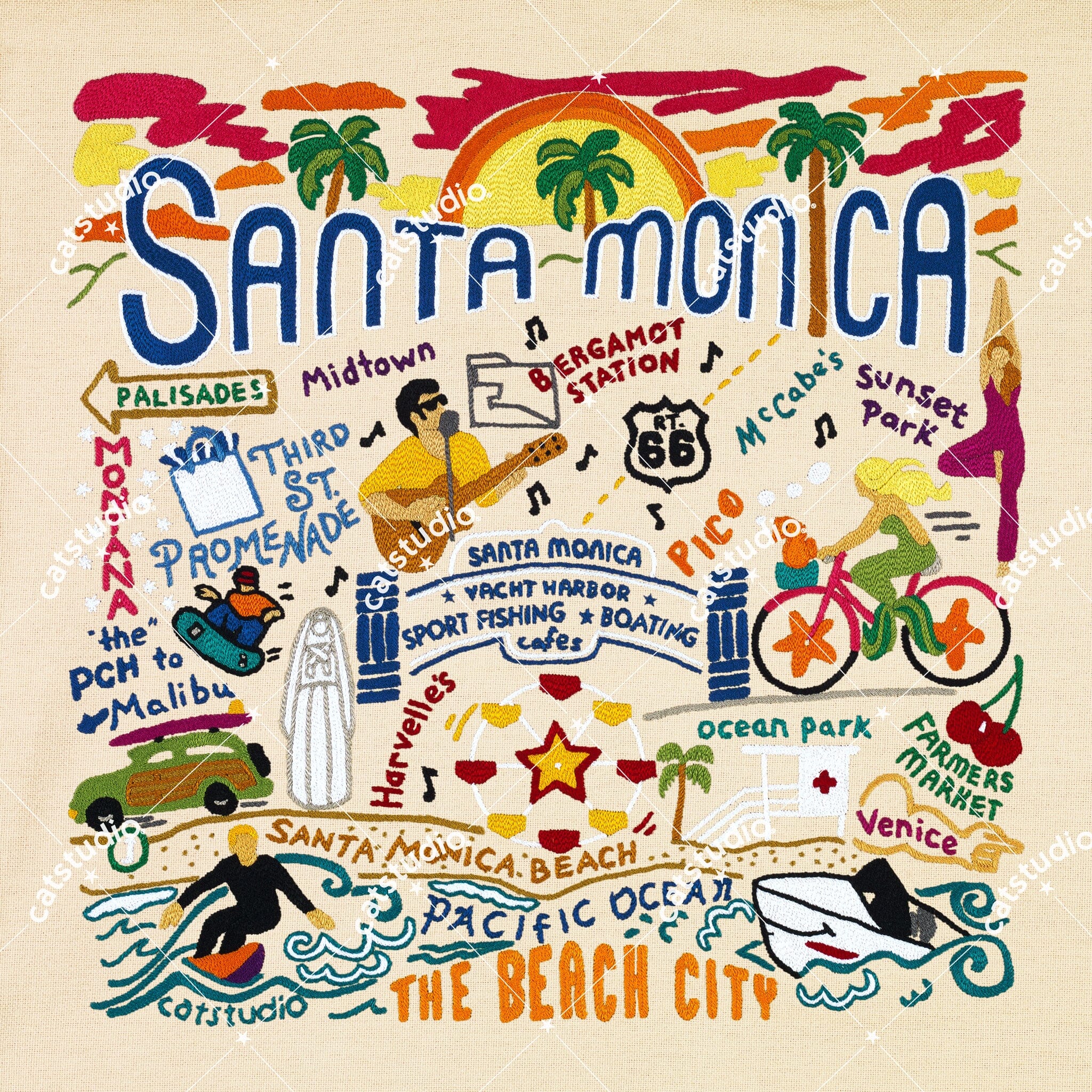Santa Monica - papermoon ジャケット Santa Monica Fine Art Print | California Collection by catstudio
