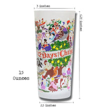 Load image into Gallery viewer, 12 Days of Christmas Drinking Glass - catstudio