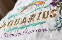 Load image into Gallery viewer, Aquarius Astrology Hand-Embroidered Pillow - catstudio
