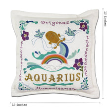 Load image into Gallery viewer, Aquarius Astrology Hand-Embroidered Pillow Pillow catstudio