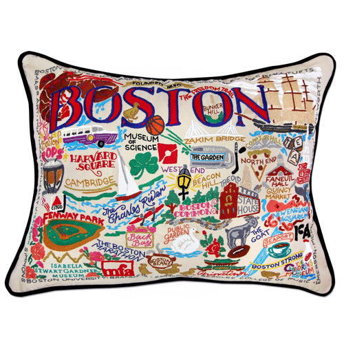 Boston Hand-Embroidered Pillow - catstudio