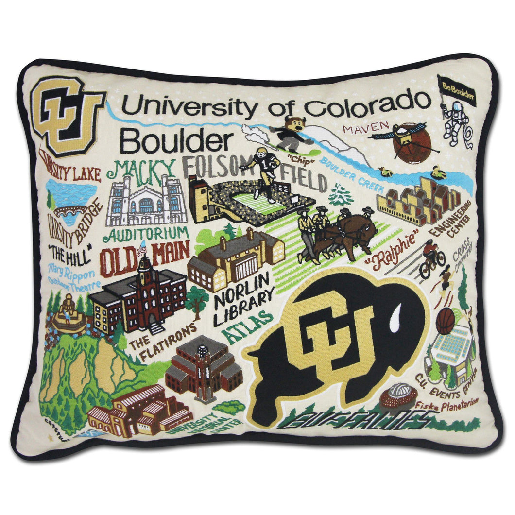 Boulder, University of Colorado Collegiate Embroidered Pillow - catstudio 