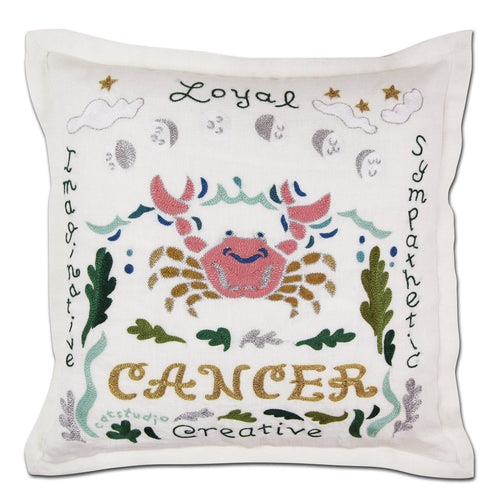 Cancer Astrology Hand-Embroidered Pillow - catstudio