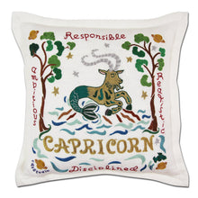 Load image into Gallery viewer, Capricorn Astrology Hand-Embroidered Pillow - catstudio