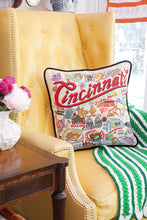 Load image into Gallery viewer, Cincinnati Hand-Embroidered Pillow - catstudio