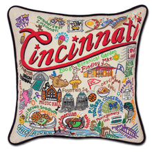 Load image into Gallery viewer, Cincinnati Hand-Embroidered Pillow - catstudio
