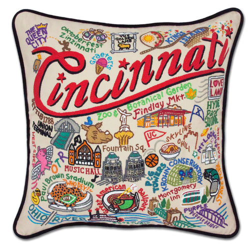 Cincinnati Hand-Embroidered Pillow - catstudio