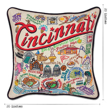 Load image into Gallery viewer, Cincinnati Hand-Embroidered Pillow - catstudio