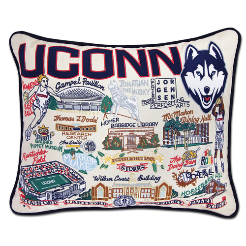 Connecticut, University of Collegiate Embroidered Pillow - catstudio 