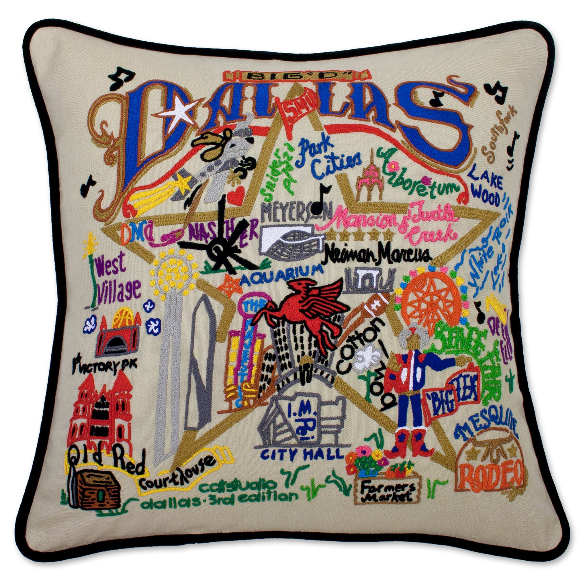 Dallas Hand-Embroidered Pillow Texas Collection by catstudio