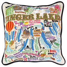 Load image into Gallery viewer, Finger Lakes Hand-Embroidered Pillow - catstudio