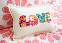 Load image into Gallery viewer, Flower Power Love Letters Hand-Embroidered Pillow Pillow catstudio