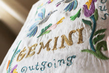 Load image into Gallery viewer, Gemini Astrology Hand-Embroidered Pillow - catstudio