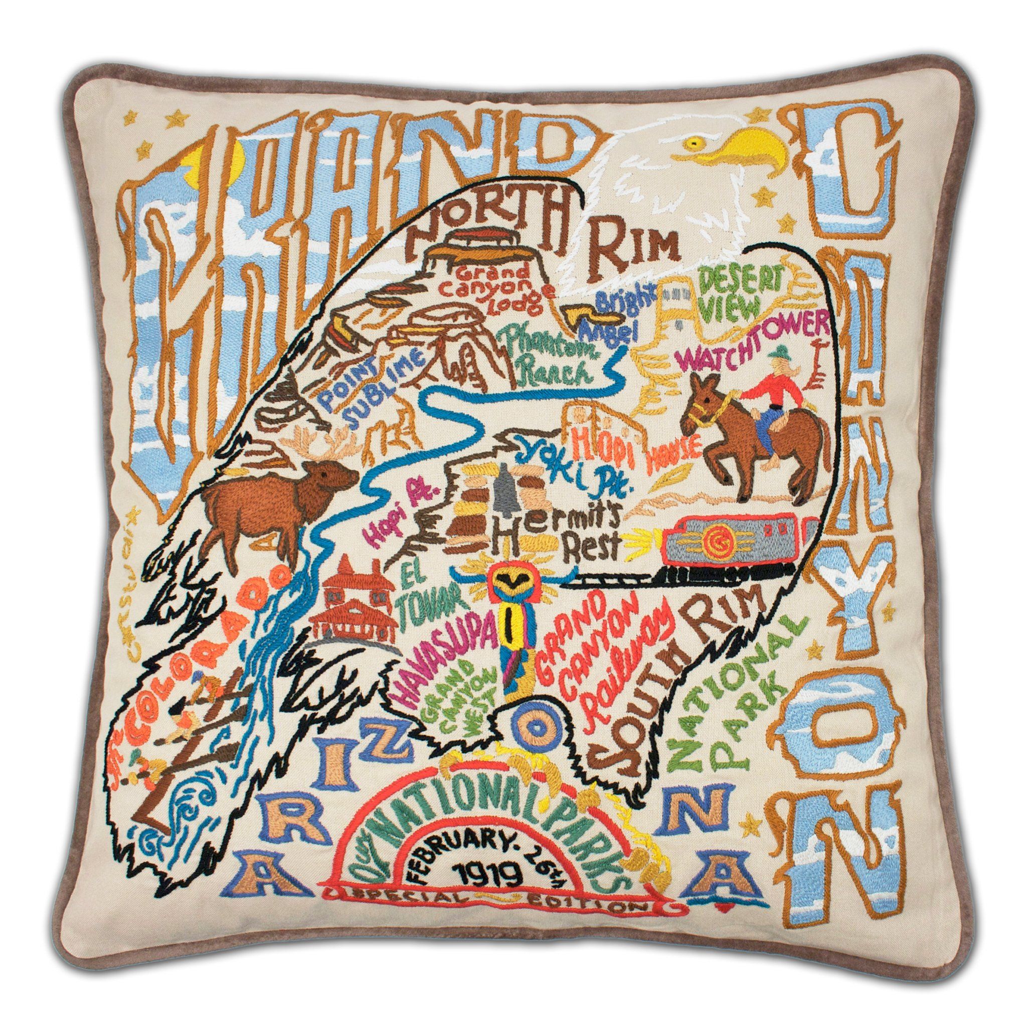 Grand Canyon Hand-Embroidered Pillow | National Parks Collection