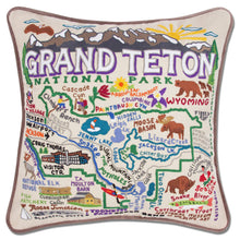 Load image into Gallery viewer, Grand Teton Hand-Embroidered Pillow - catstudio