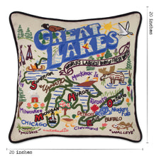 Load image into Gallery viewer, Great Lakes Hand-Embroidered Pillow - catstudio