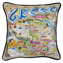 Load image into Gallery viewer, Greece Hand-Embroidered Pillow - catstudio
