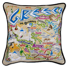 Load image into Gallery viewer, Greece Hand-Embroidered Pillow - catstudio