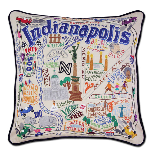 Indianapolis Hand-Embroidered Pillow Pillow catstudio