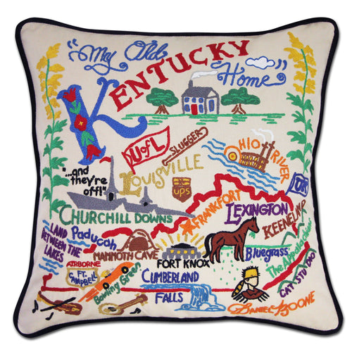 Kentucky Hand-Embroidered Pillow - catstudio