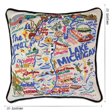 Load image into Gallery viewer, Lake Michigan Hand-Embroidered Pillow - catstudio