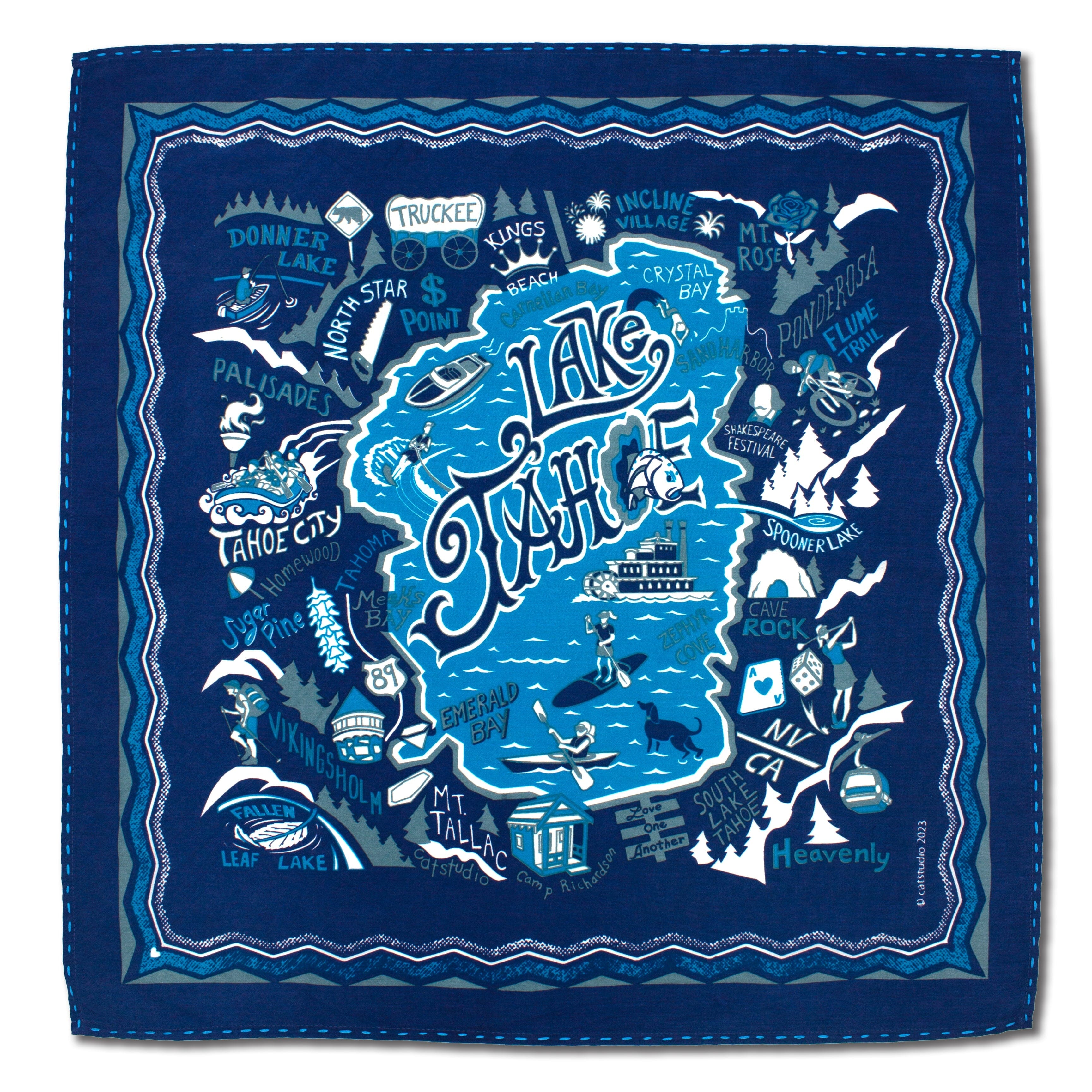Lake Tahoe Bandana | Geography Collection by catstudio 