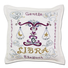 Load image into Gallery viewer, Libra Astrology Hand-Embroidered Pillow - catstudio