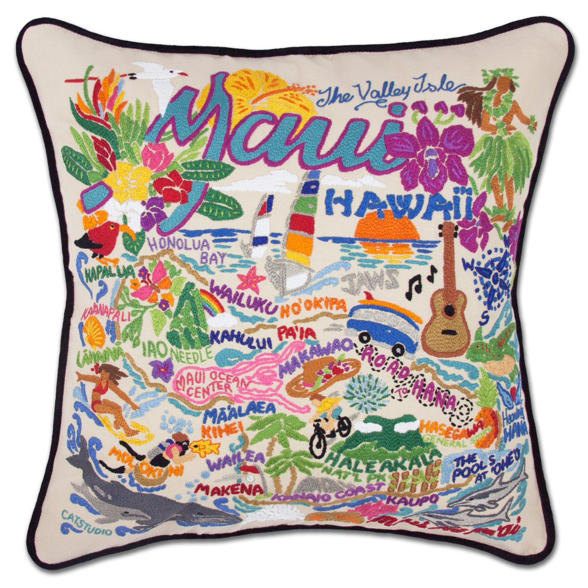 Maui Hand-Embroidered Pillow | Hawaii Collection by catstudio