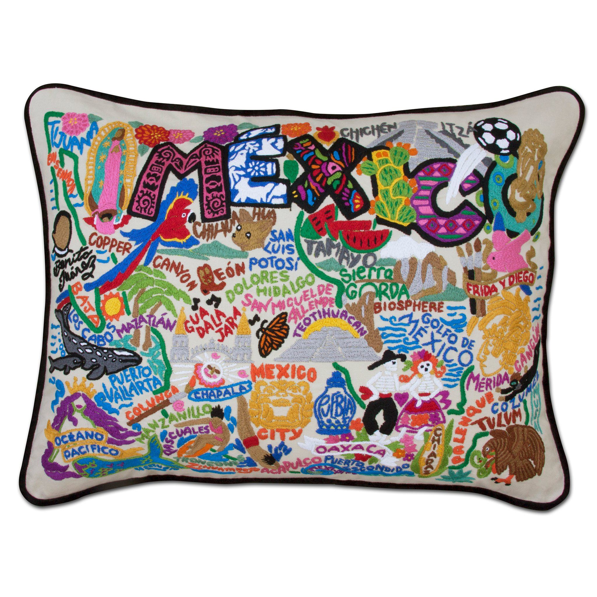 Mexico Hand-Embroidered Pillow | International Collection by