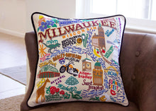 Load image into Gallery viewer, Milwaukee Hand-Embroidered Pillow - catstudio