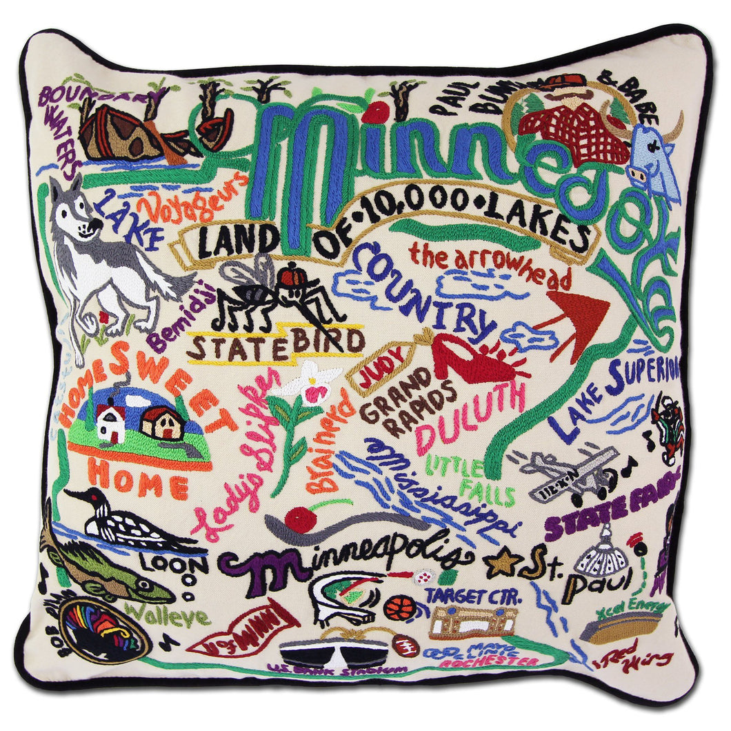 Minnesota Hand-Embroidered Pillow - catstudio