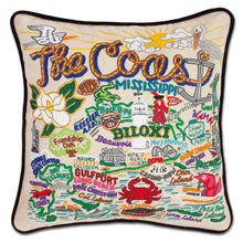 Load image into Gallery viewer, Mississippi Coast Hand-Embroidered Pillow - catstudio