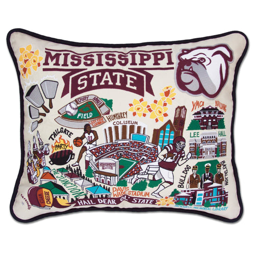 Mississippi State University Collegiate Embroidered Pillow - catstudio