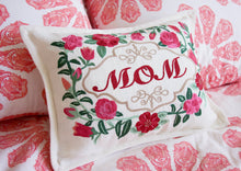 Load image into Gallery viewer, Mom Love Letters Hand-Embroidered Pillow - Available in Rose and Natural Pillow catstudio