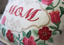 Load image into Gallery viewer, Mom Love Letters Hand-Embroidered Pillow - Available in Rose and Natural Pillow catstudio