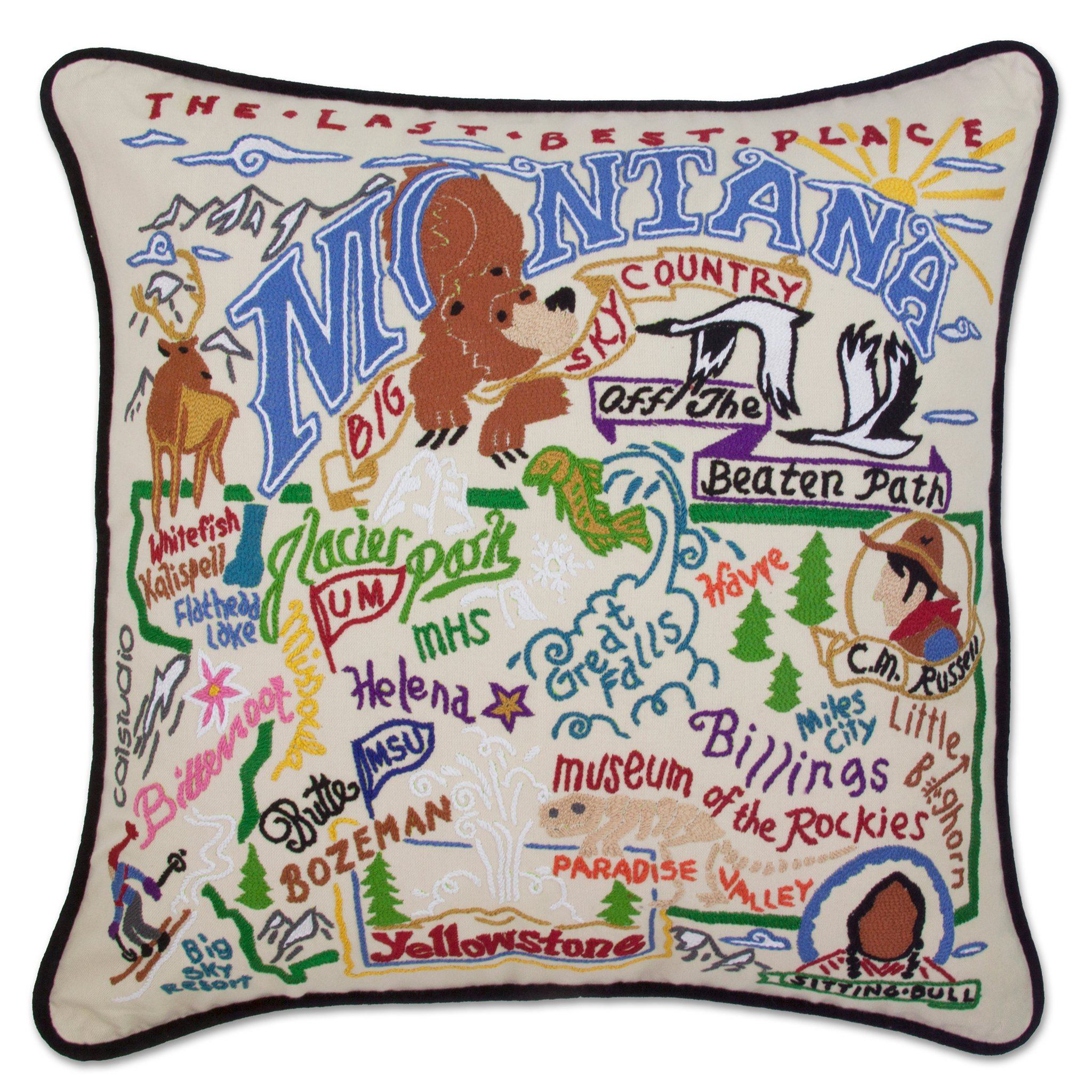 Montana Hand-Embroidered Pillow | State Collection by catstudio