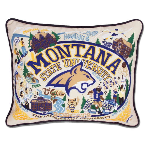 Montana State University Collegiate Embroidered Pillow - catstudio