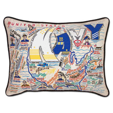 Load image into Gallery viewer, Navy Embroidered Pillow - catstudio