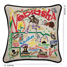 Load image into Gallery viewer, Nebraska Hand-Embroidered Pillow - catstudio