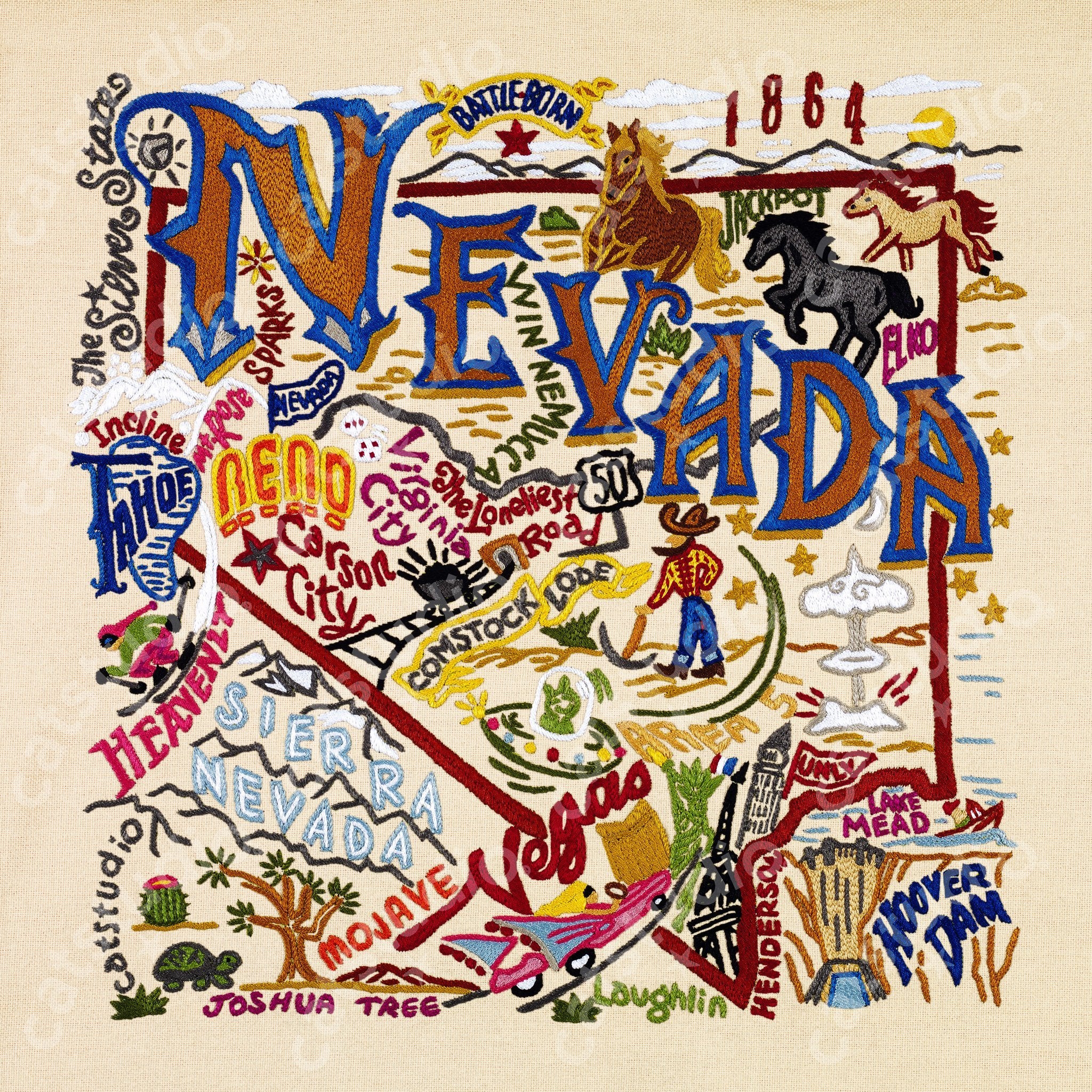 Nevada Fine Art Print State Collection by catstudio catstudio