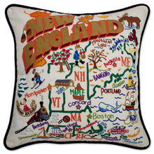 Load image into Gallery viewer, New England Hand-Embroidered Pillow - catstudio