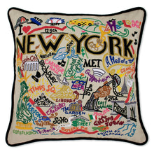 Load image into Gallery viewer, New York City Hand-Embroidered Pillow - catstudio

