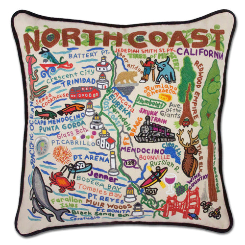 North Coast Hand-Embroidered Pillow - catstudio