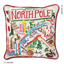 Load image into Gallery viewer, North Pole City Hand-Embroidered Pillow - catstudio