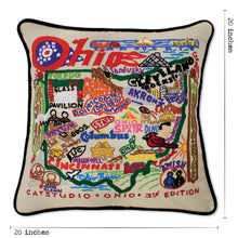 Load image into Gallery viewer, Ohio Hand-Embroidered Pillow - catstudio