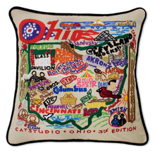 Load image into Gallery viewer, Ohio Hand-Embroidered Pillow - catstudio